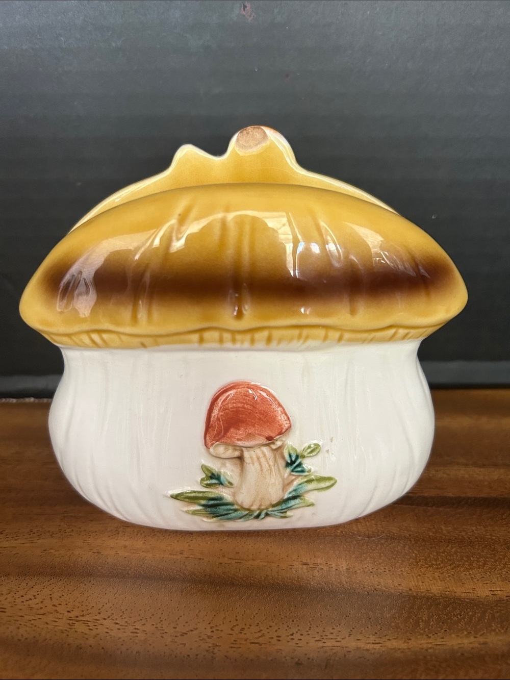 VTG Merry Mushroom Design Ceramic Napkin Holder 1978 Japan Stamped Retro SEARS - Picture 3 of 6